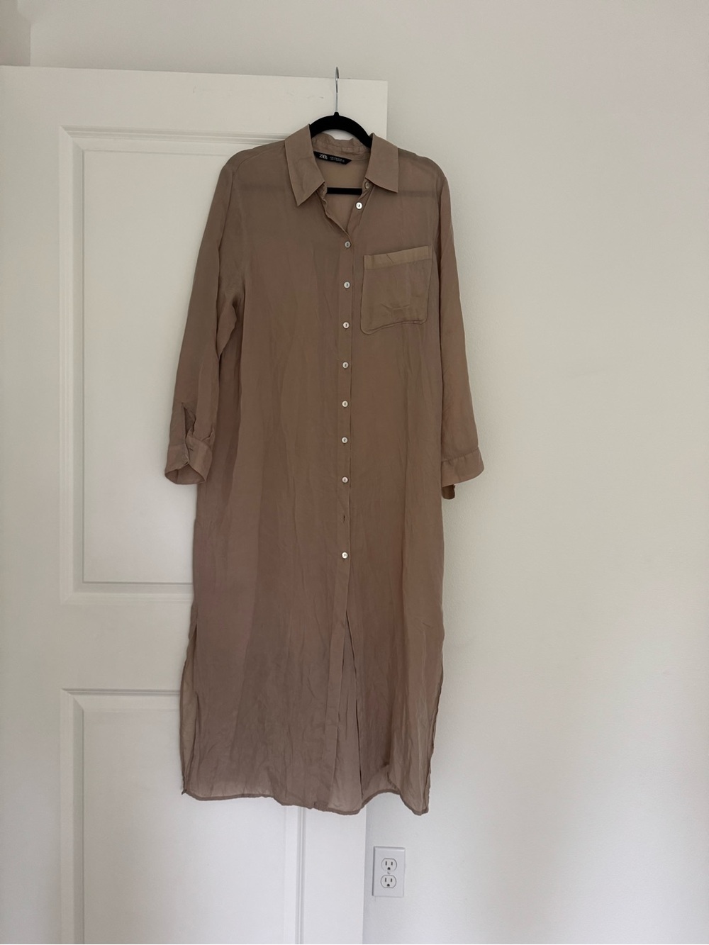 NEW ZARA women’s 100% Cupro oversized button down maxi shirt dress size MEDIUM - Picture 8 of 8